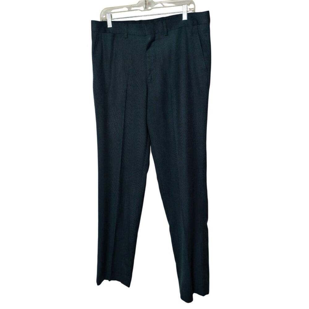 J.Ferrar Mens Black Dress Pants 34x34 Slim Fit Pleated Front Formal Workwear